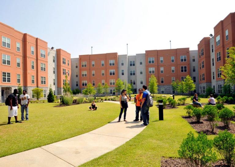 Students in secure campus