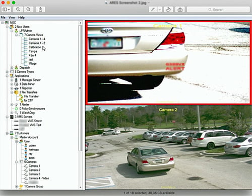 License plate reader software screenshot