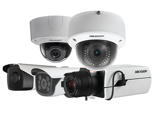 Set of various security cameras