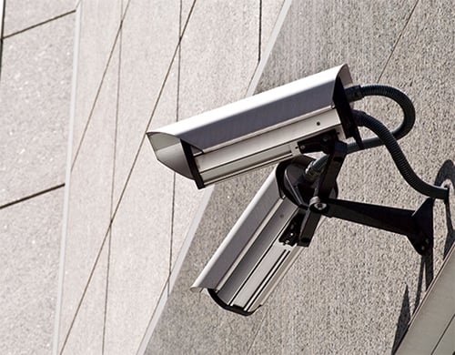 Visible security cameras to deter thieves