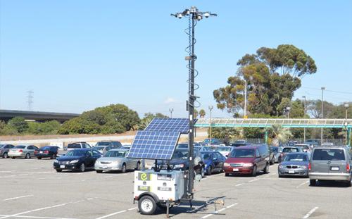 Mobile surveillance unit in parking lot