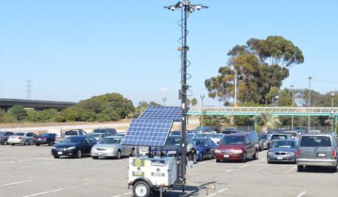 Mobile surveillance unit in parking lot